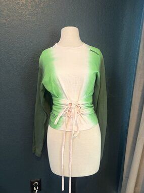 Ambush Corset Waist Tie-dye Cotton Shirt Green Vanity Sizing 2 Made in Japan